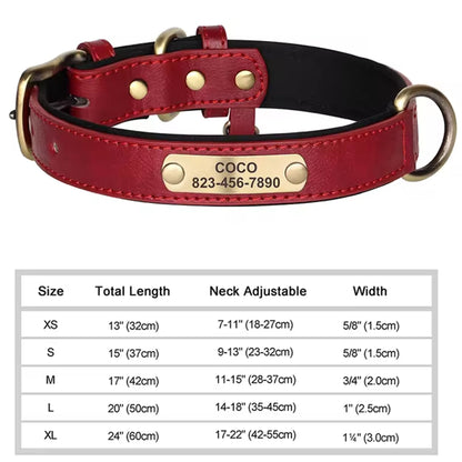 Personalized Dog Collar, Custom Engraved PU Leather Dog Collars, Free Engraving ID Tag Nameplate For Small Medium Large Dogs - C1502