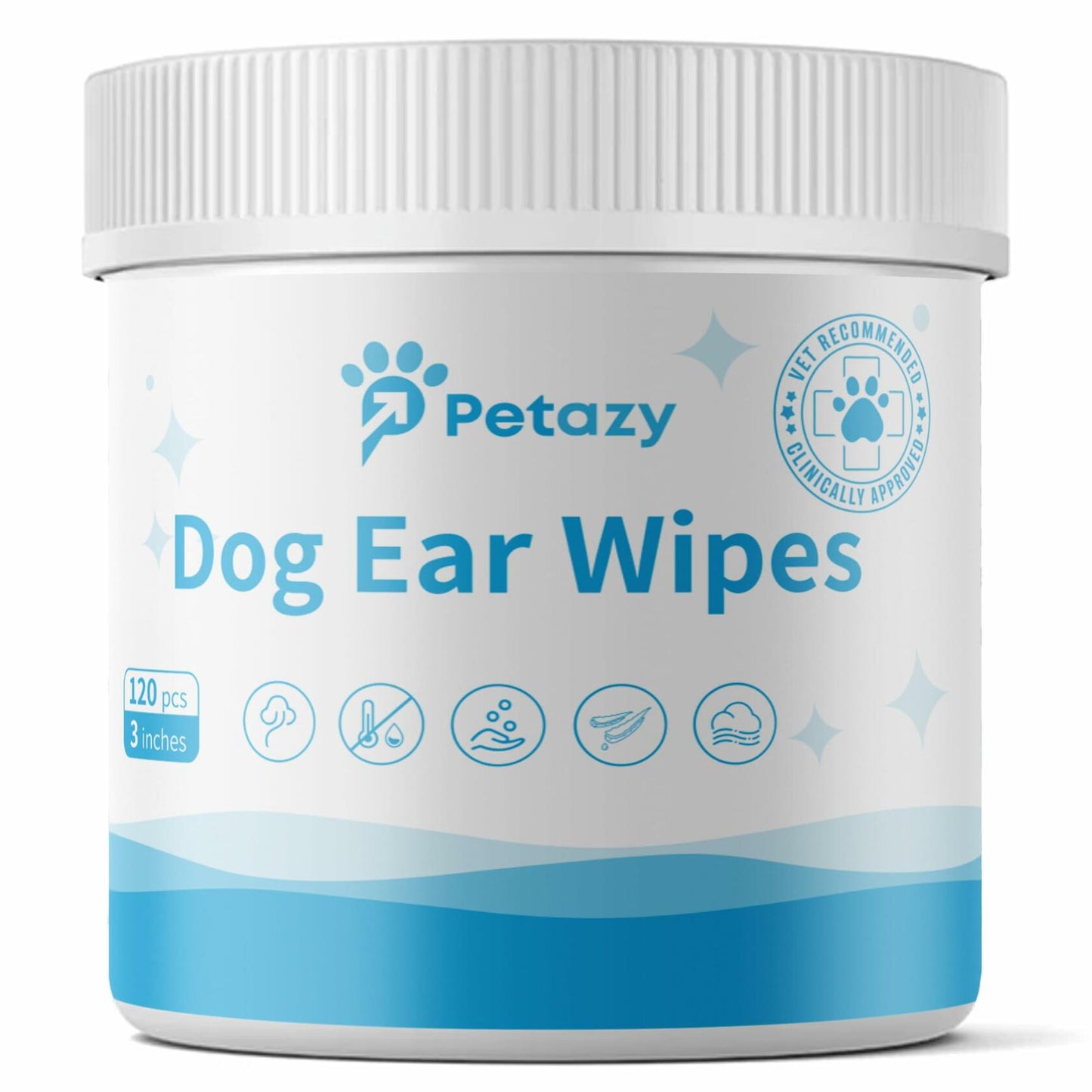 BestBy06/27 Petazy Dog Ear Wipes Unscented Natural Soothing 120 XL Pcs